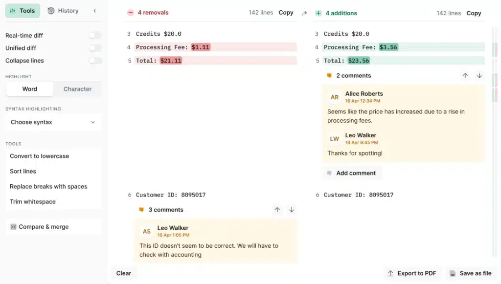 برنامج Diffchecker لمقارنة ملفين والعثور علي الاختلاف بينهما