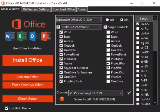 برنامج Office 2013-2024 C2R لتثبيت وتنشيط إصدارات Microsoft Office
