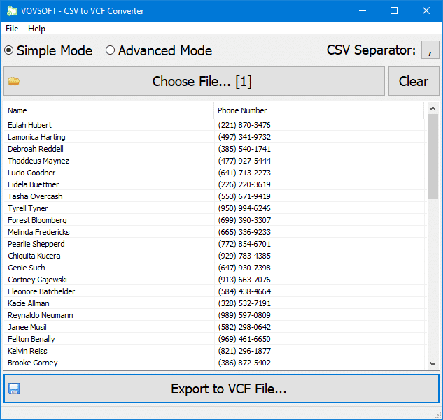 برنامج VovSoft VCF Editor لإدارة ملفات جهات الاتصال