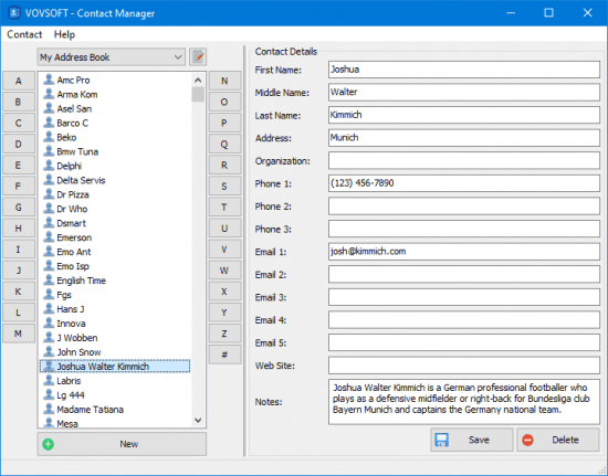 برنامج Vovsoft Contact Manager لإدارة جهات الاتصال