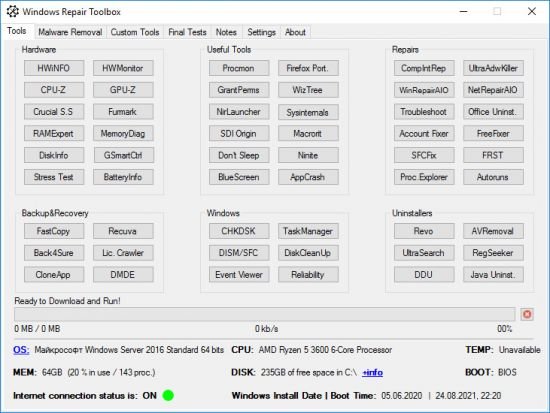 برنامج Windows Repair Toolbox لحل المشاكل في نظام ويندوز