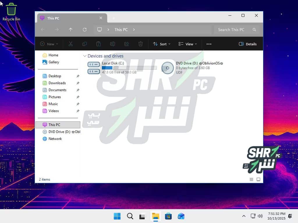 تنزيل ويندوز 11 المخفف والمعدل  Windows 11 25H2 OblivionOS Edition