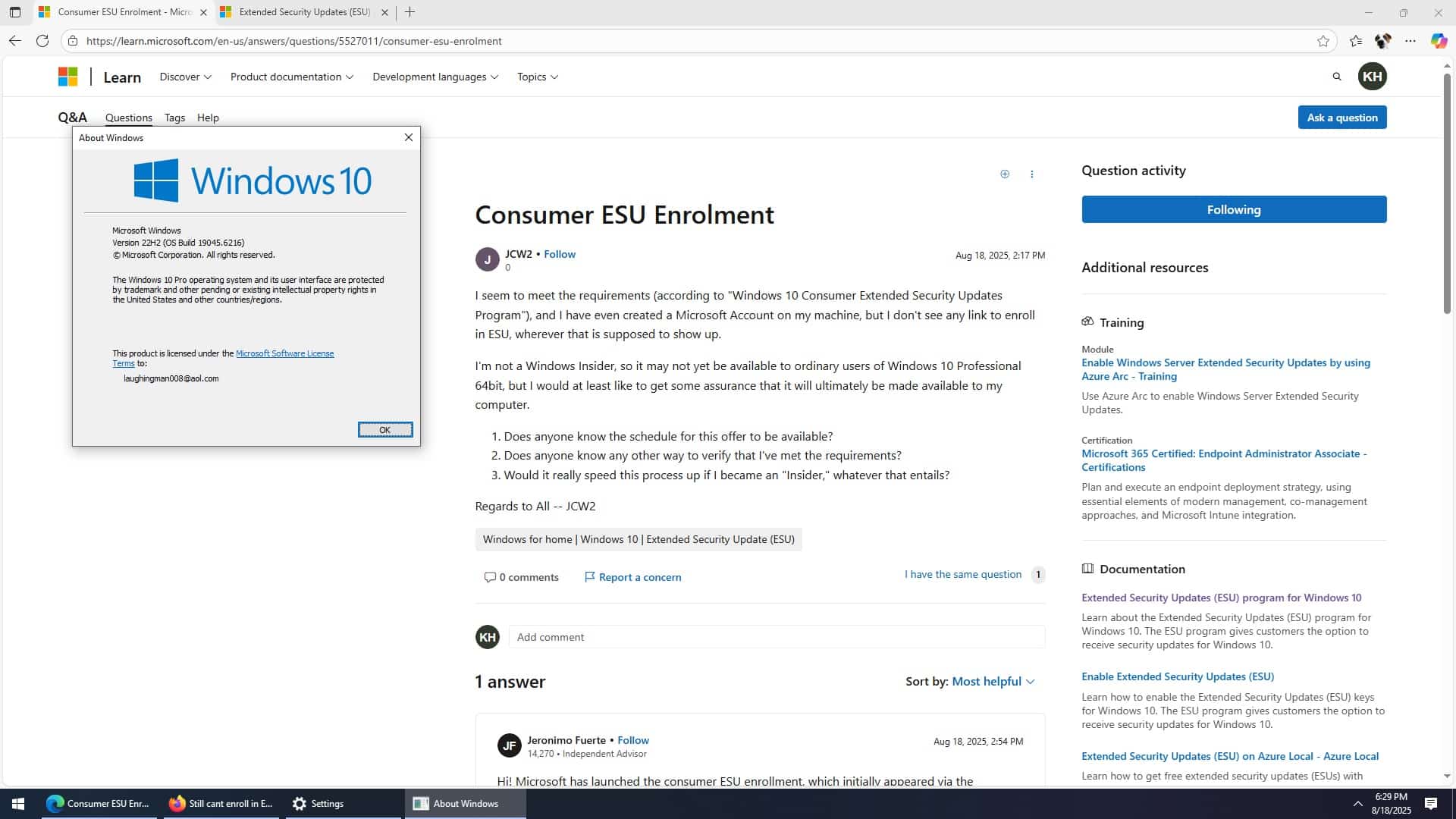 برنامج Windows 10 Consumer ESU Enrollment | للتحديثات الأمنيه لويندوز ...