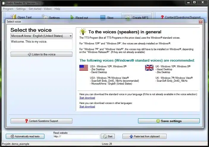 برنامج Audio Reader XL لتحويل النص الي صوت