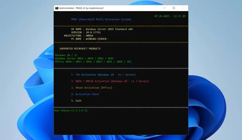 برنامج PMAS - PowerShell Multi Activation System | لتفعيل منتجات مايكروسوفت