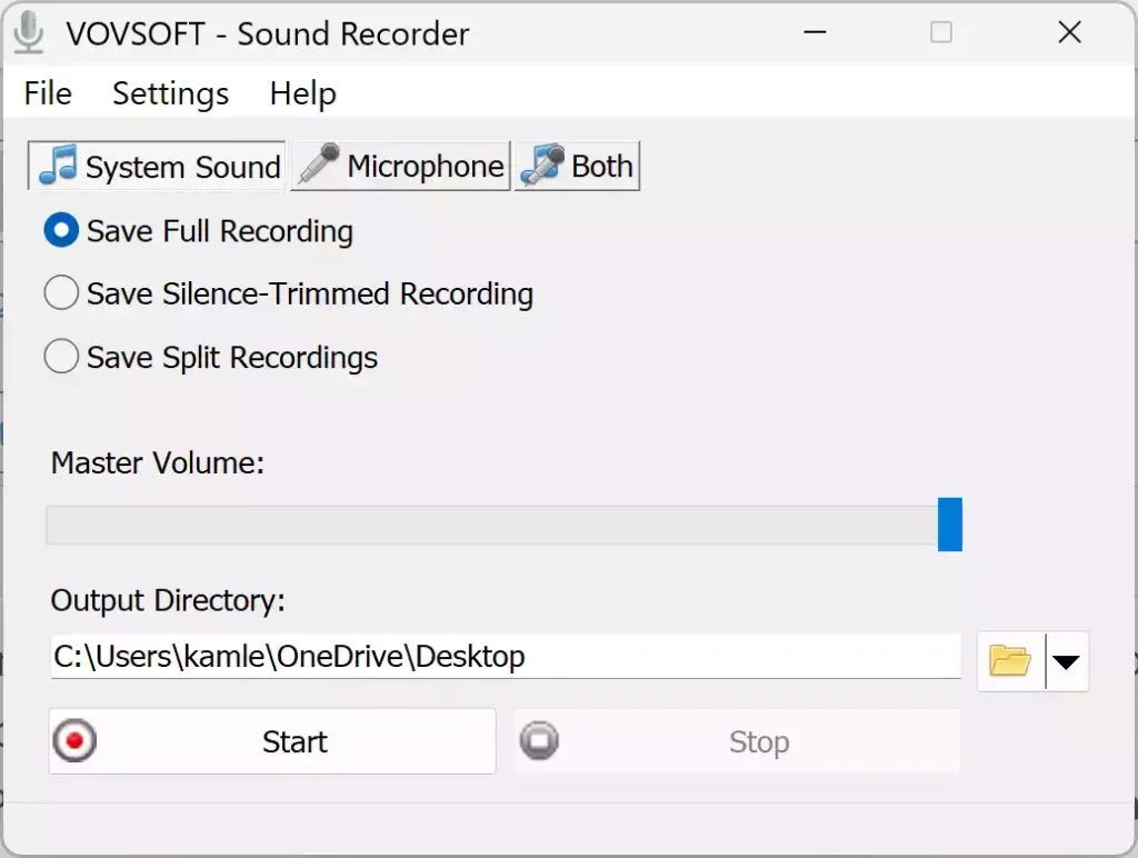 برنامج VovSoft Sound Recorder لتسجيل الصوت على الكمبيوتر
