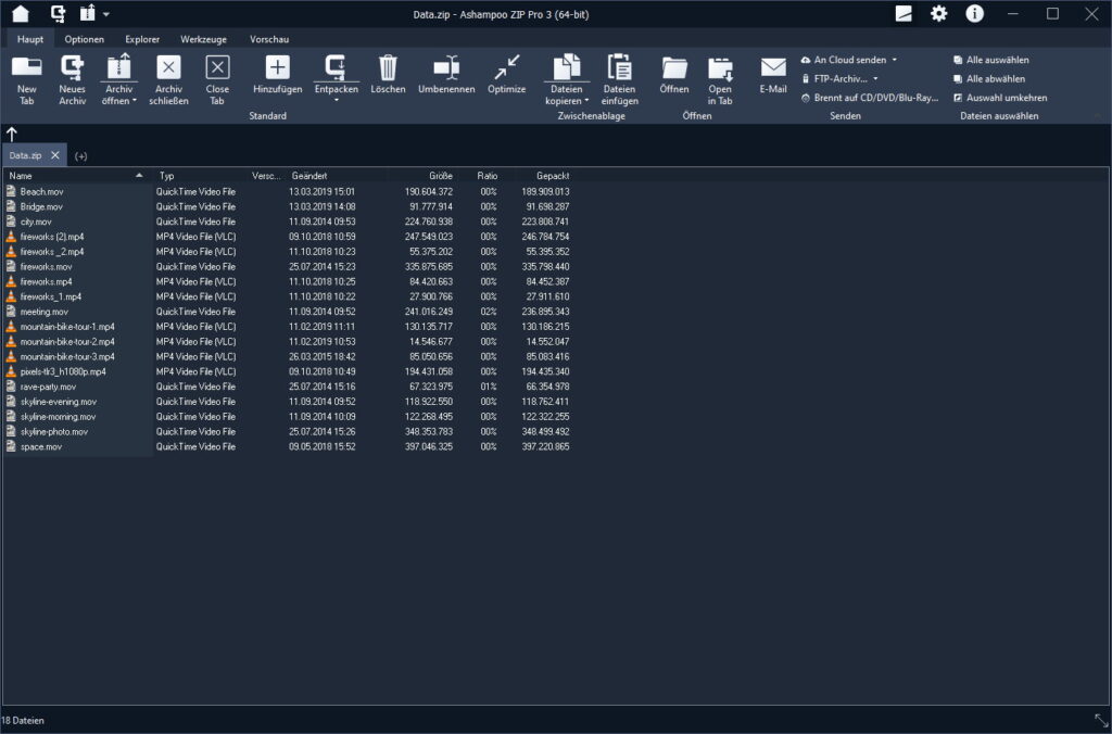 برنامج Ashampoo ZIP Pro لإدارة الملفات المضغوطة