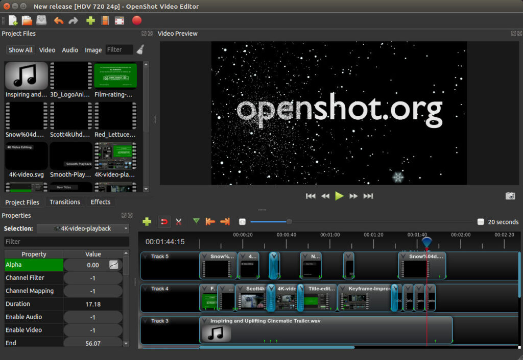 برنامج OpenShot Video Editor لتحرير الفديو