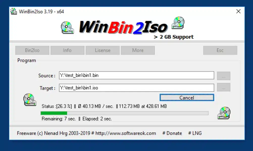 برنامج WinBin2Iso لتحويل ملفات الصور
