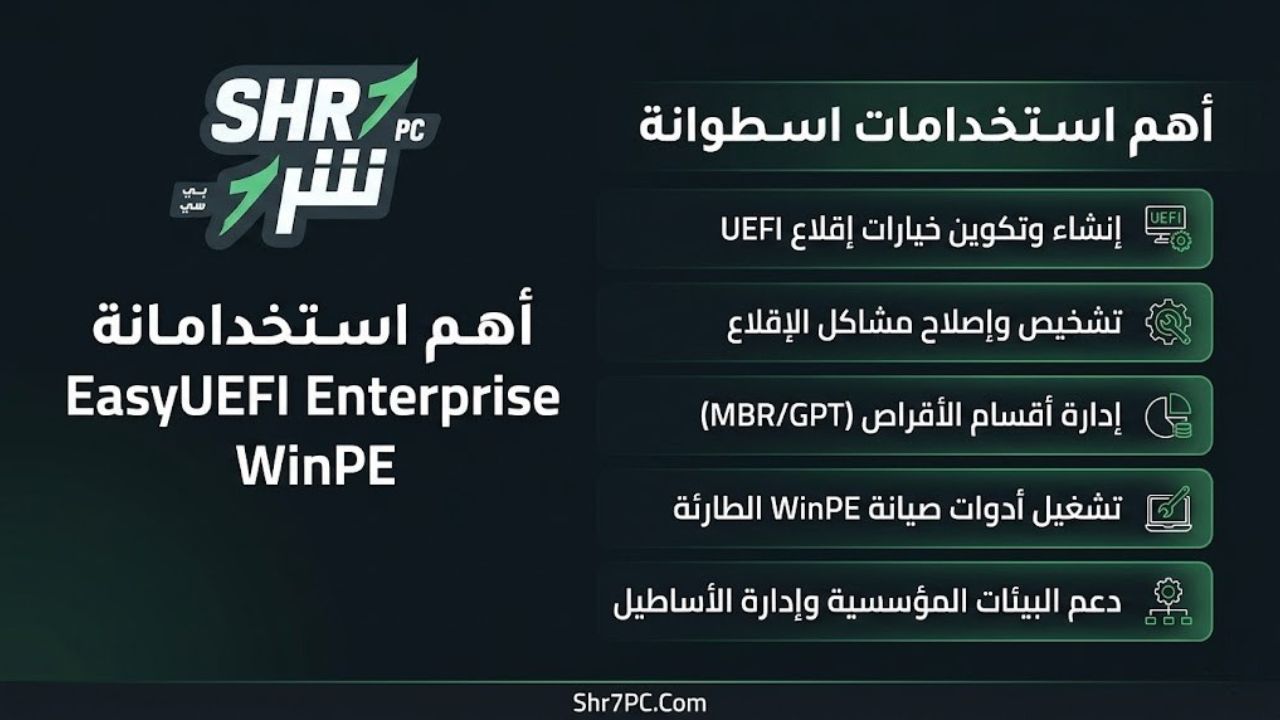 أهم استخدامات اسطوانة EasyUEFI Enterprise WinPE