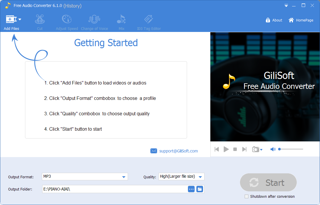 برنامج GiliSoft Audio Converter Ripper  لتحويل ملفات الصوت