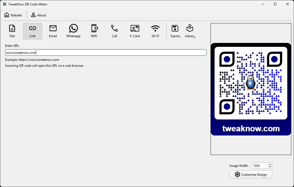 برنامج TweakNow QR Code Maker لإنشاء رموز QR