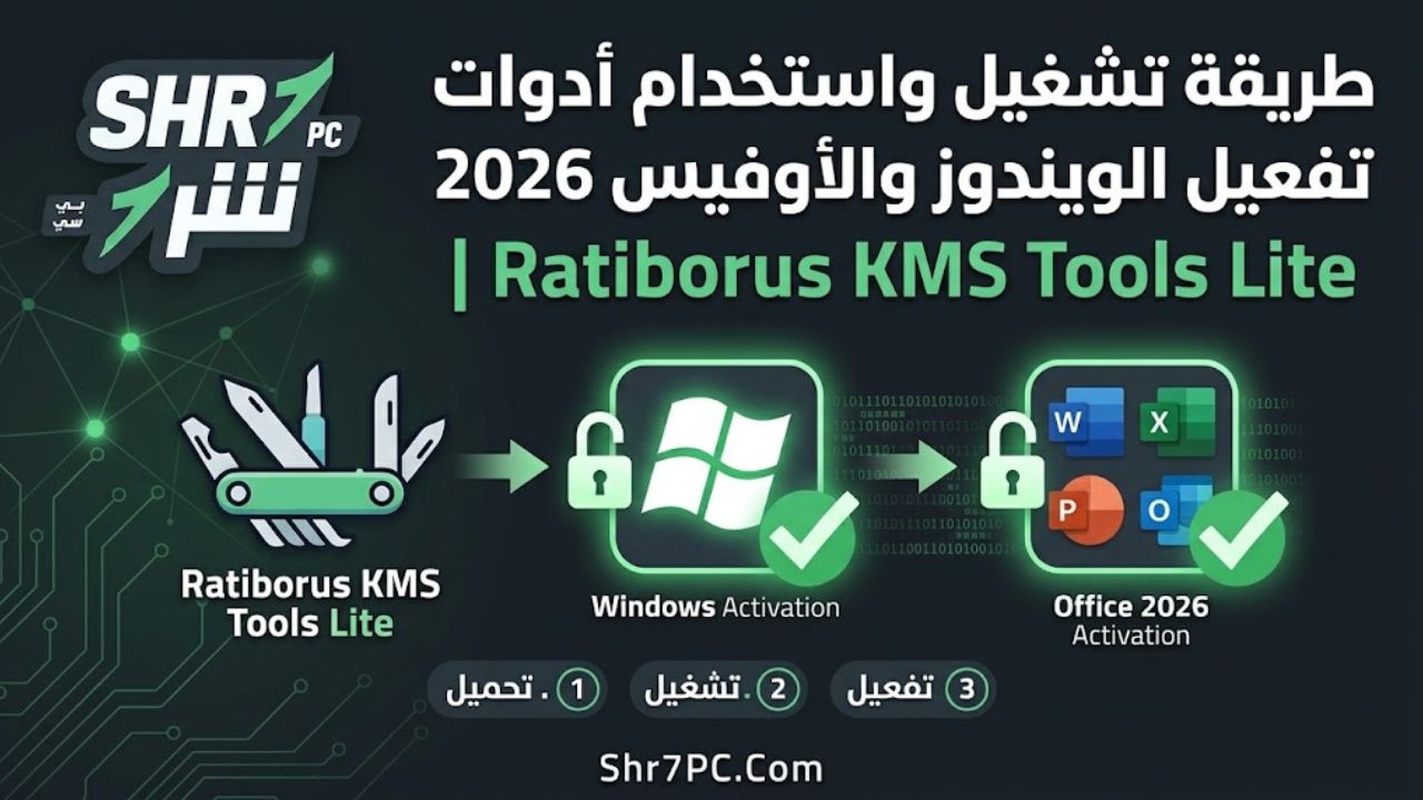 طريقة تشغيل واستخدام أدوات تفعيل الويندوز والأوفيس 2026 | Ratiborus KMS Tools Lite