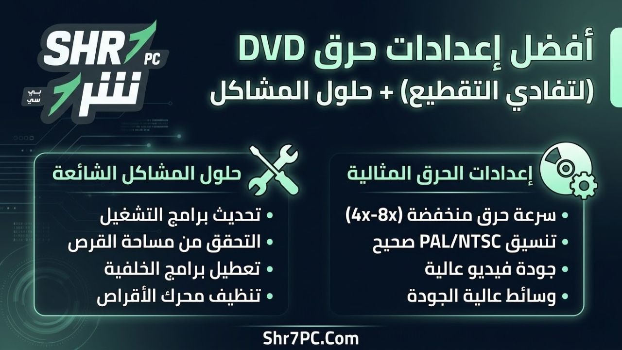 أفضل إعدادات حرق DVD (لتفادي التقطيع) + حلول المشاكل