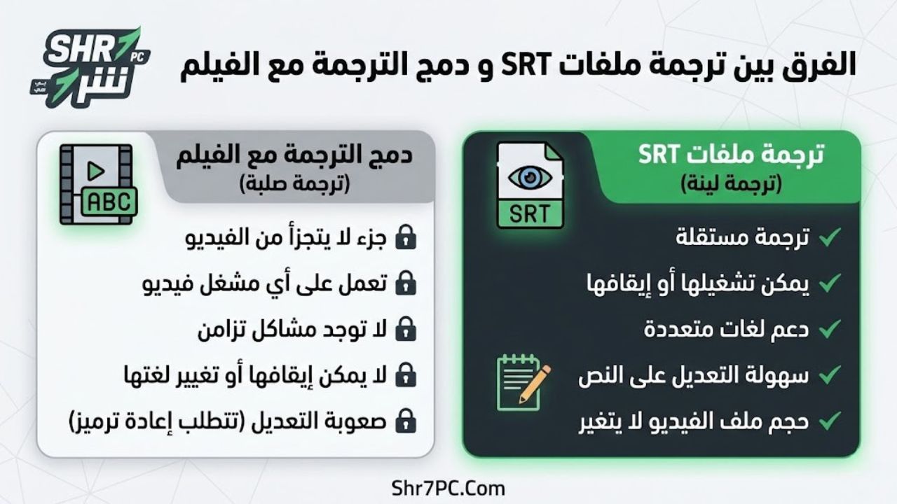 الفرق بين ترجمة ملفات SRT و دمج الترجمة مع الفيلم