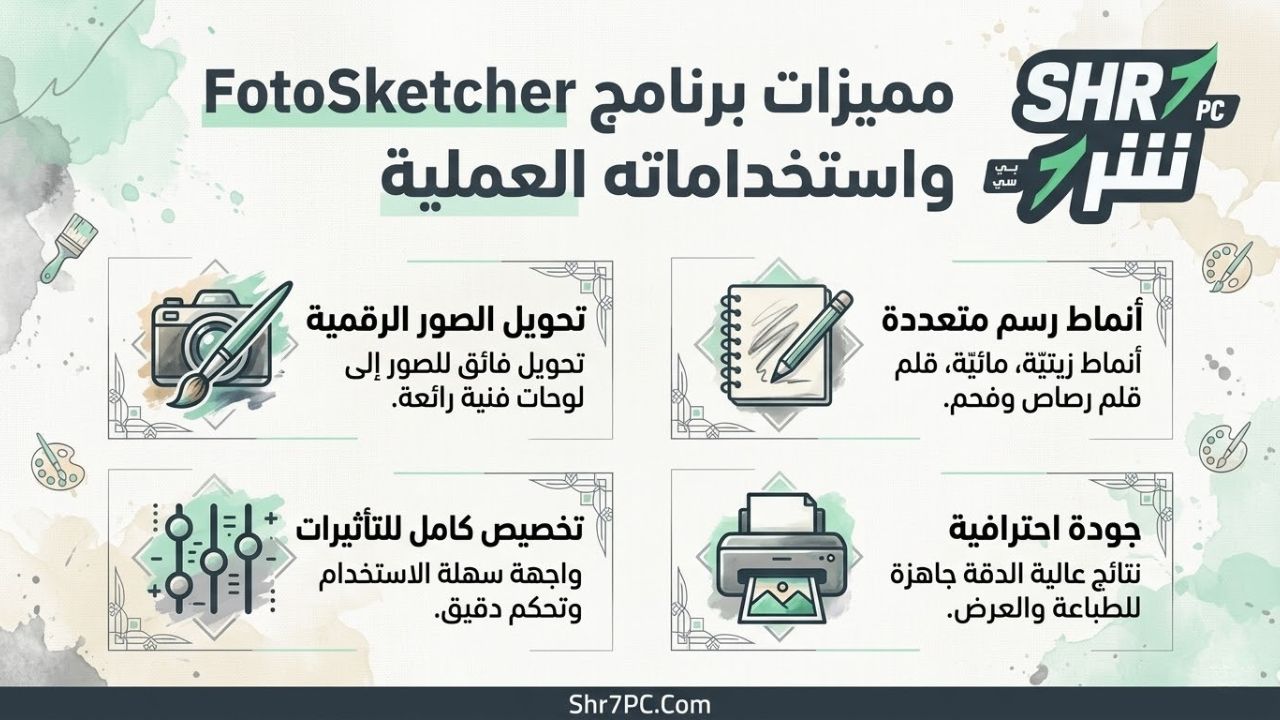 مميزات برنامج FotoSketcher واستخداماته العملية