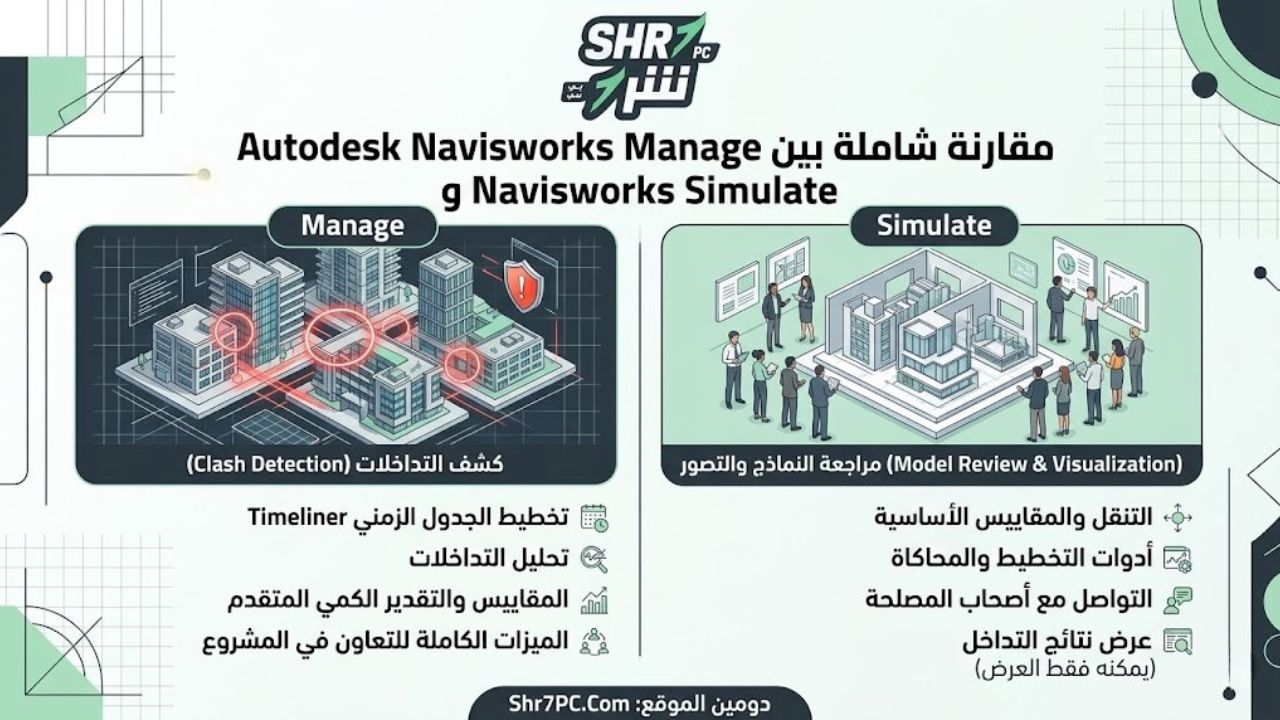 الفرق بين Navisworks Manage و Simulate