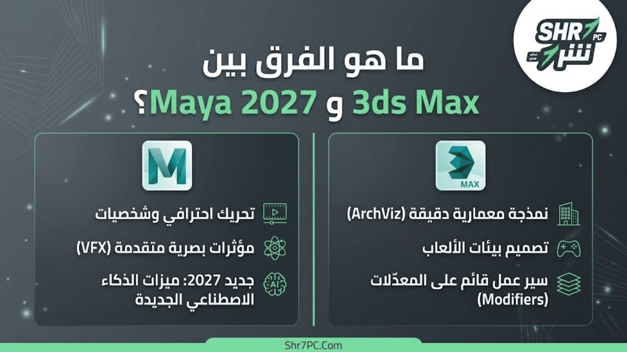 ما هو الفرق بين Maya 2027 و 3ds Max؟