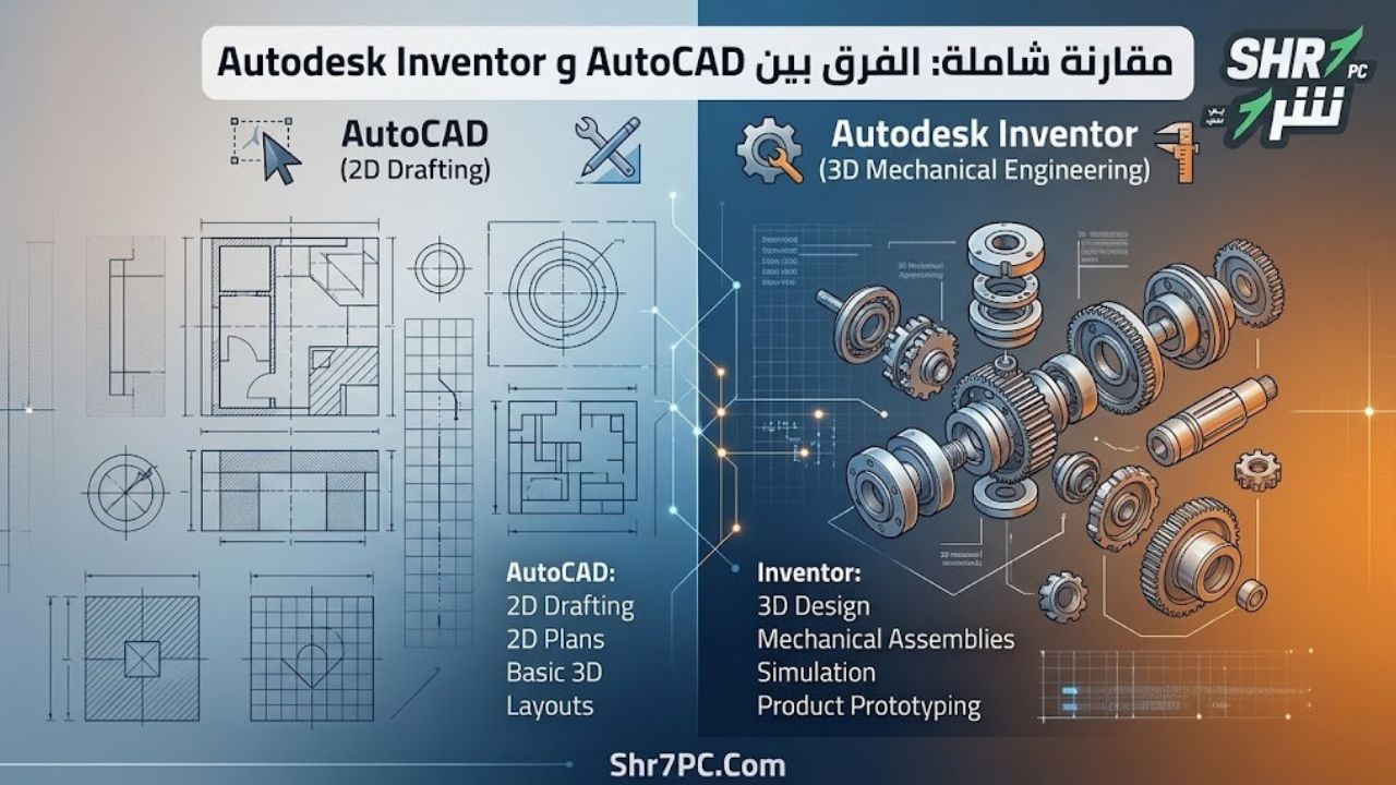 مقارنة شاملة: الفرق بين AutoCAD و Autodesk Inventor