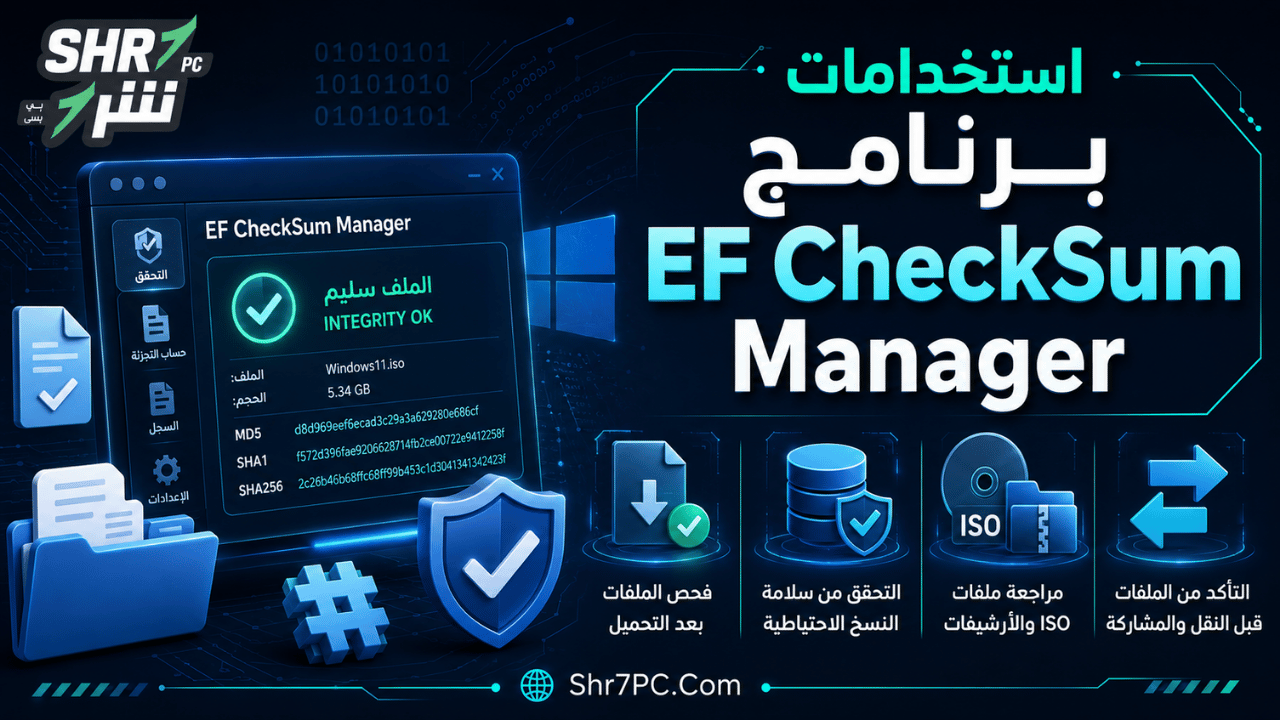 استخدامات برنامج EF CheckSum Manager
