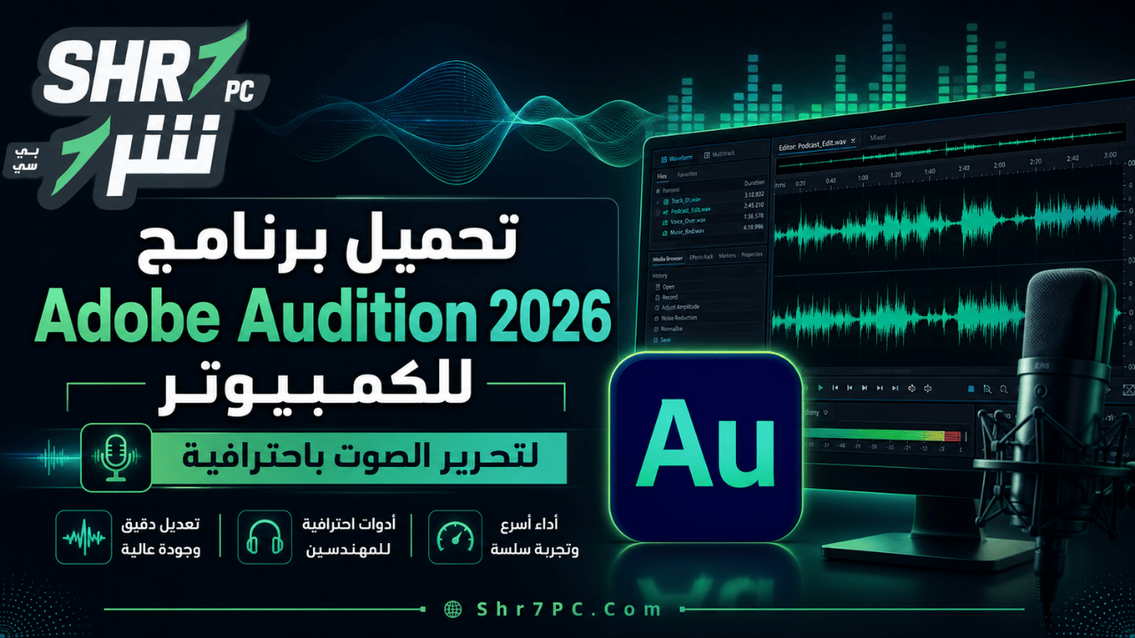 تحميل برنامج Adobe Audition 2026 للكمبيوتر لتحرير الصوت باحترافية