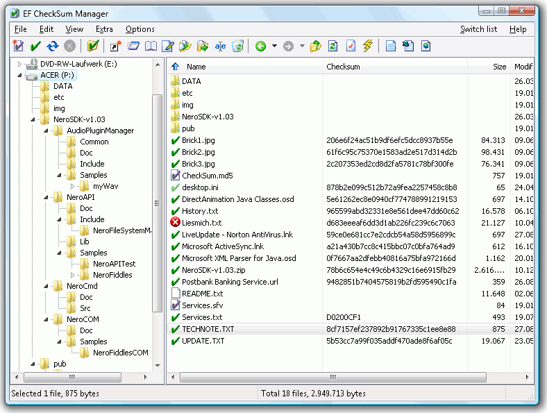 تحميل برنامج EF CheckSum Manager للتحقق من سلامة الملفات وكشف التلف بسهولة